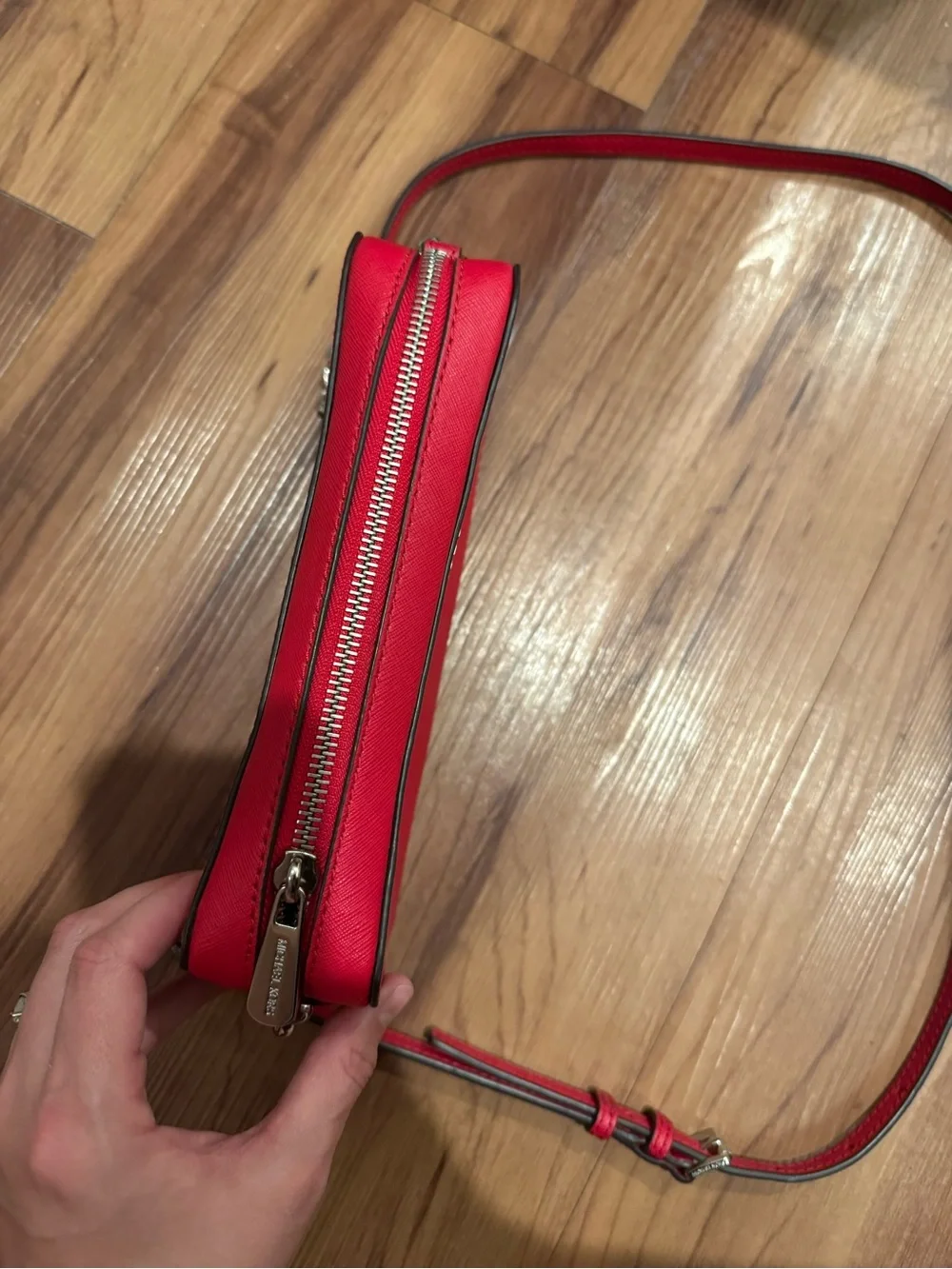 MICHAEL KORS Red Leather Chain-Trim Crossbody